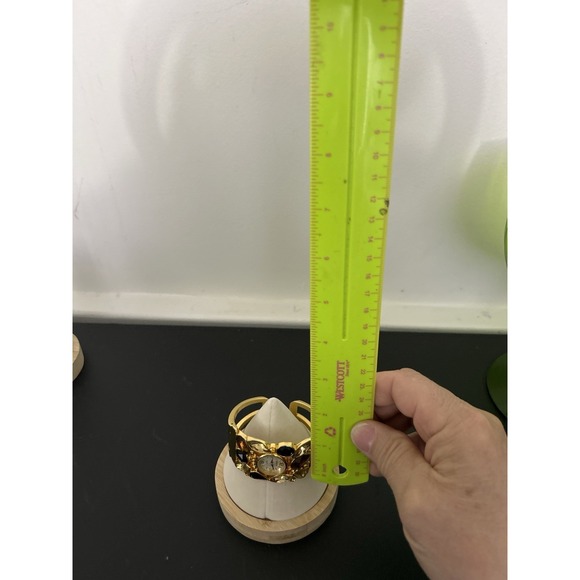 Geneva Gold Tone Crystal Cuff Bracelet Watch Women Quartz Japan Movt - Picture 10 of 10